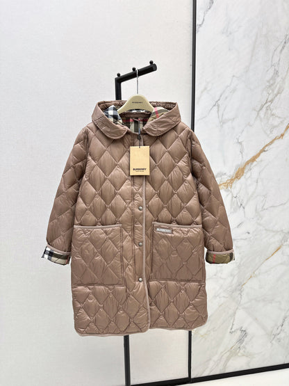 Bur New Diamond-patterned mid-length down jacket