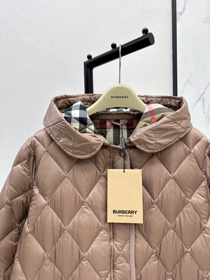 Bur New Diamond-patterned mid-length down jacket