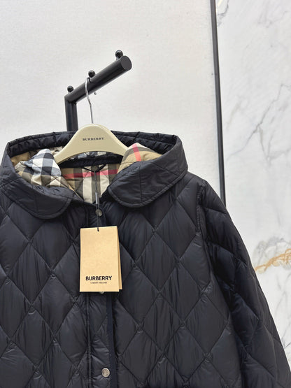 Bur New Diamond-patterned mid-length down jacket