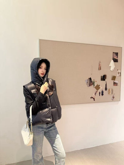 Monc  New Short stand collar down vest