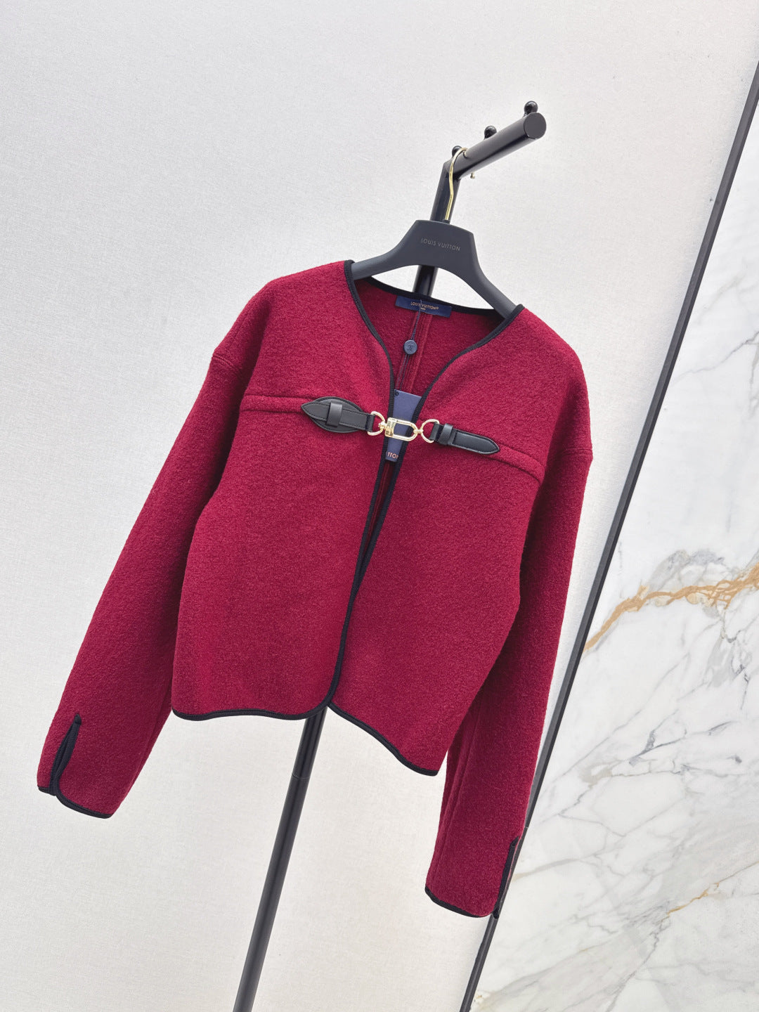 Louis  New Leather buttoned cape coat