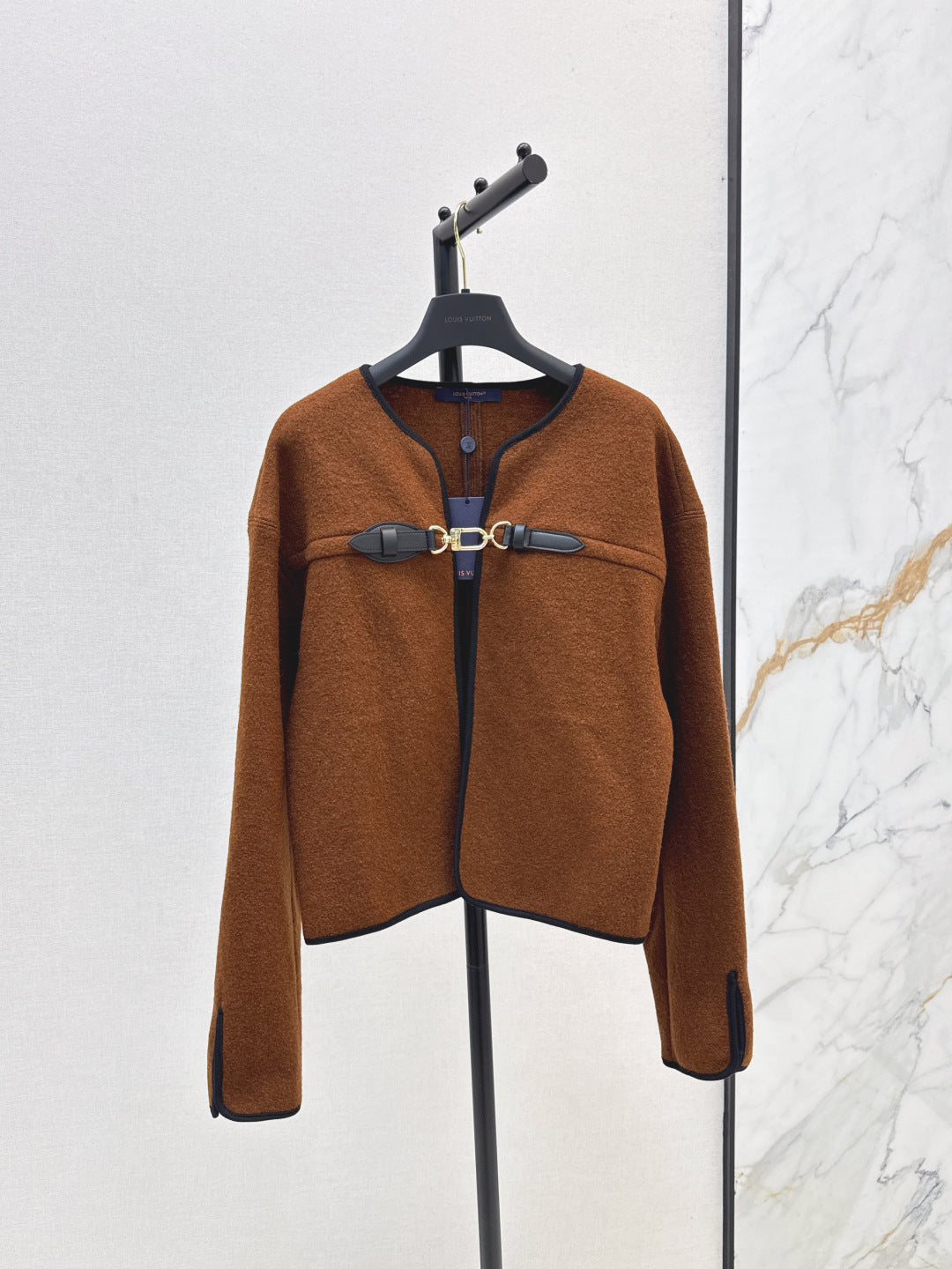 Louis  New Leather buttoned cape coat