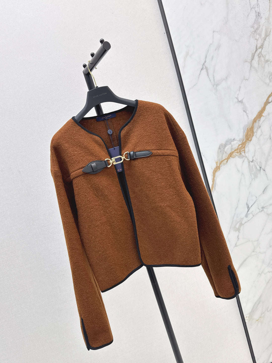 Louis  New Leather buttoned cape coat