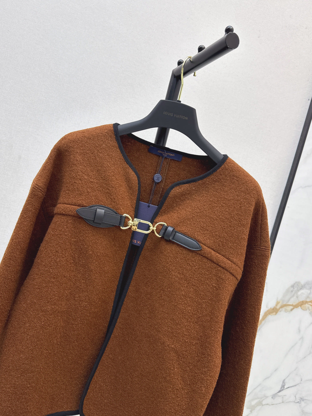 Louis  New Leather buttoned cape coat