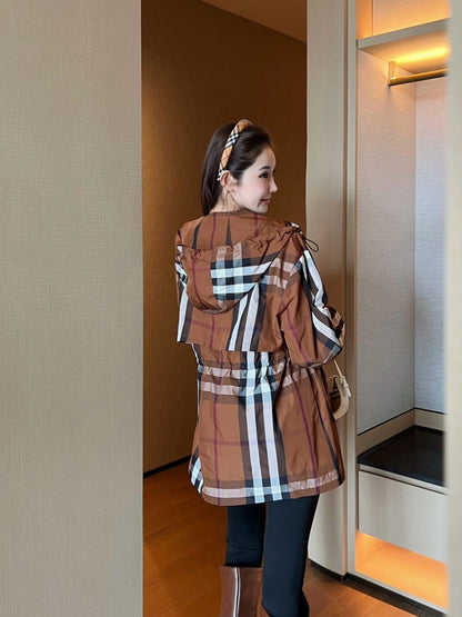 Bur New Plaid hooded jacket