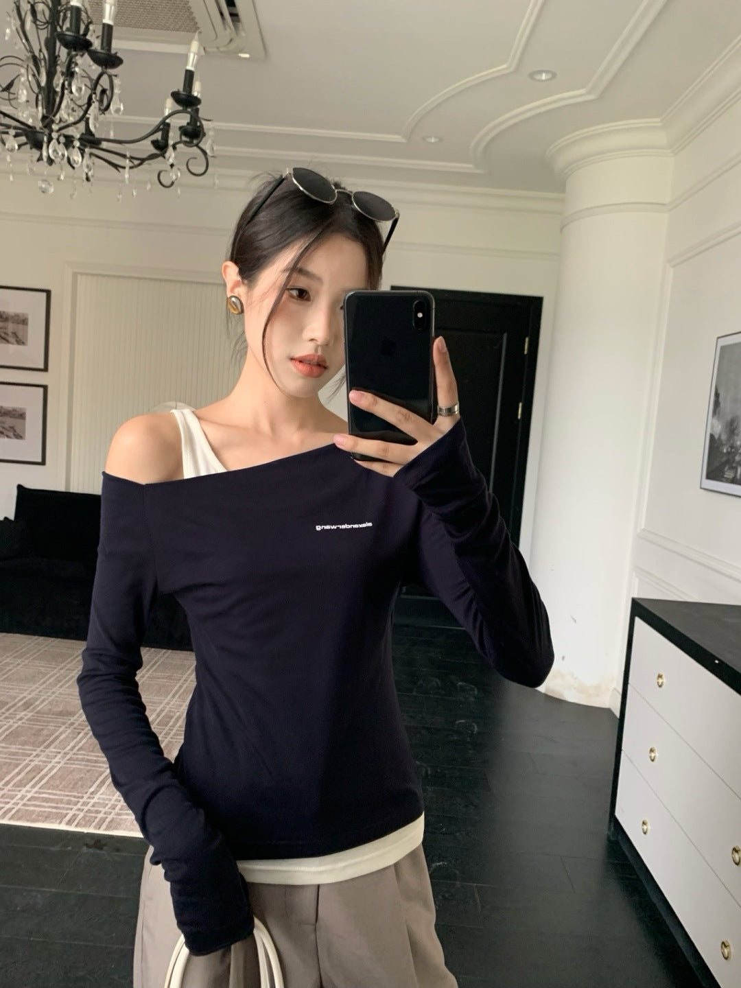 Miu New Fake two-piece design bottoming shirt