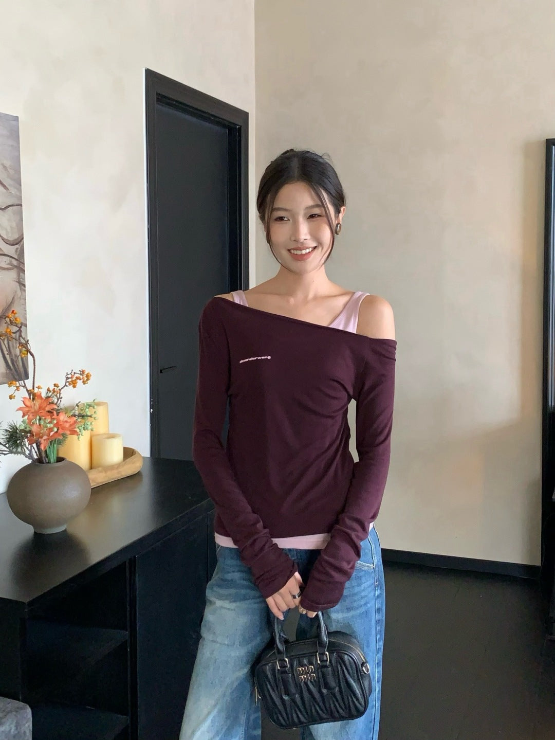 Miu New Fake two-piece design bottoming shirt