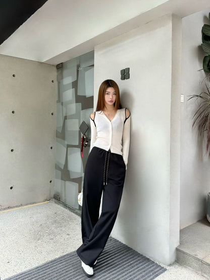 Miu New drawstring straight-leg pants