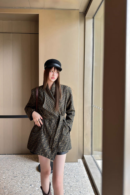 Fend New jacquard tie jacket