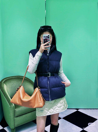 Pra New belt waist vest down jacket