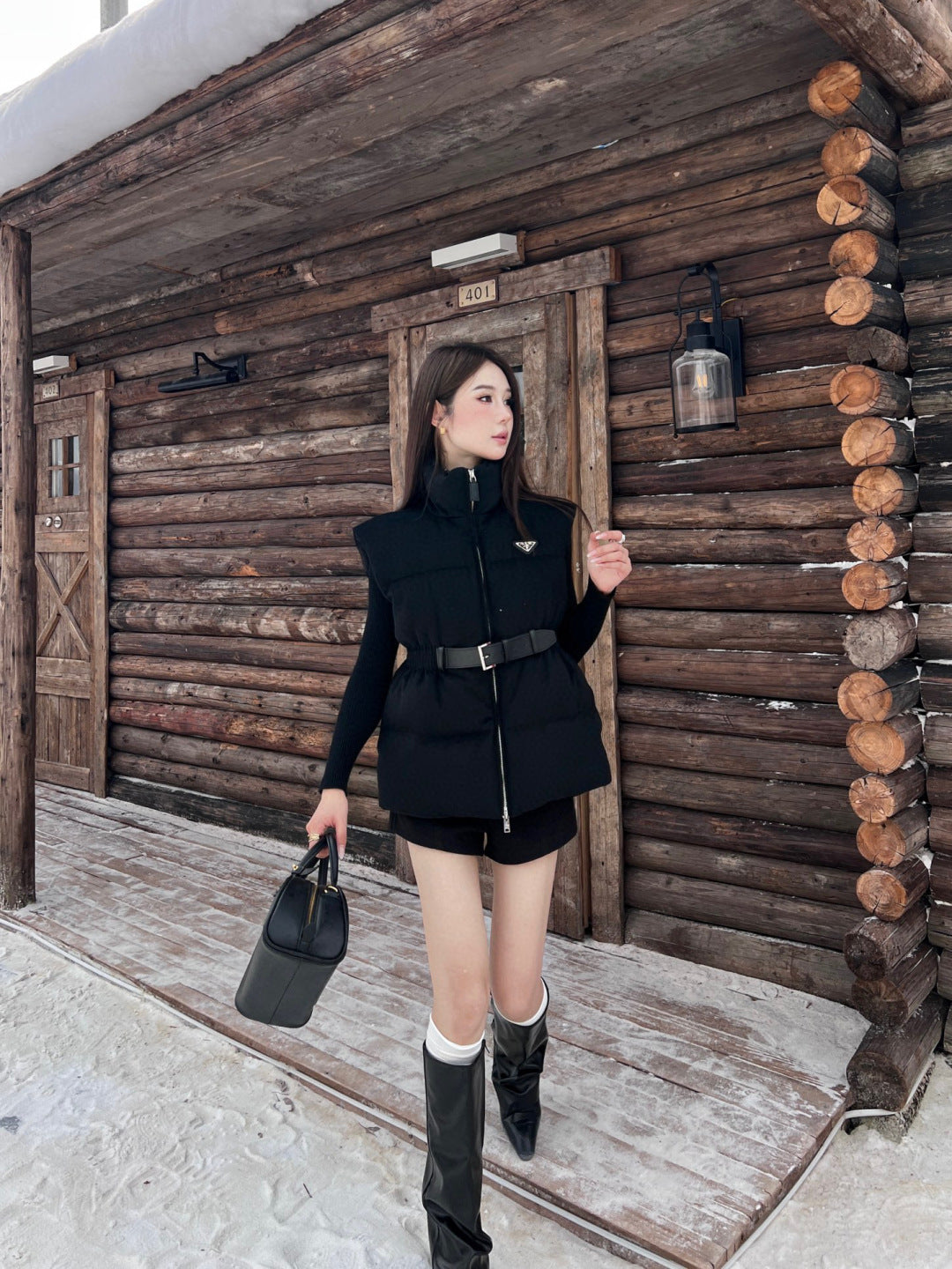 Pra New belt waist vest down jacket