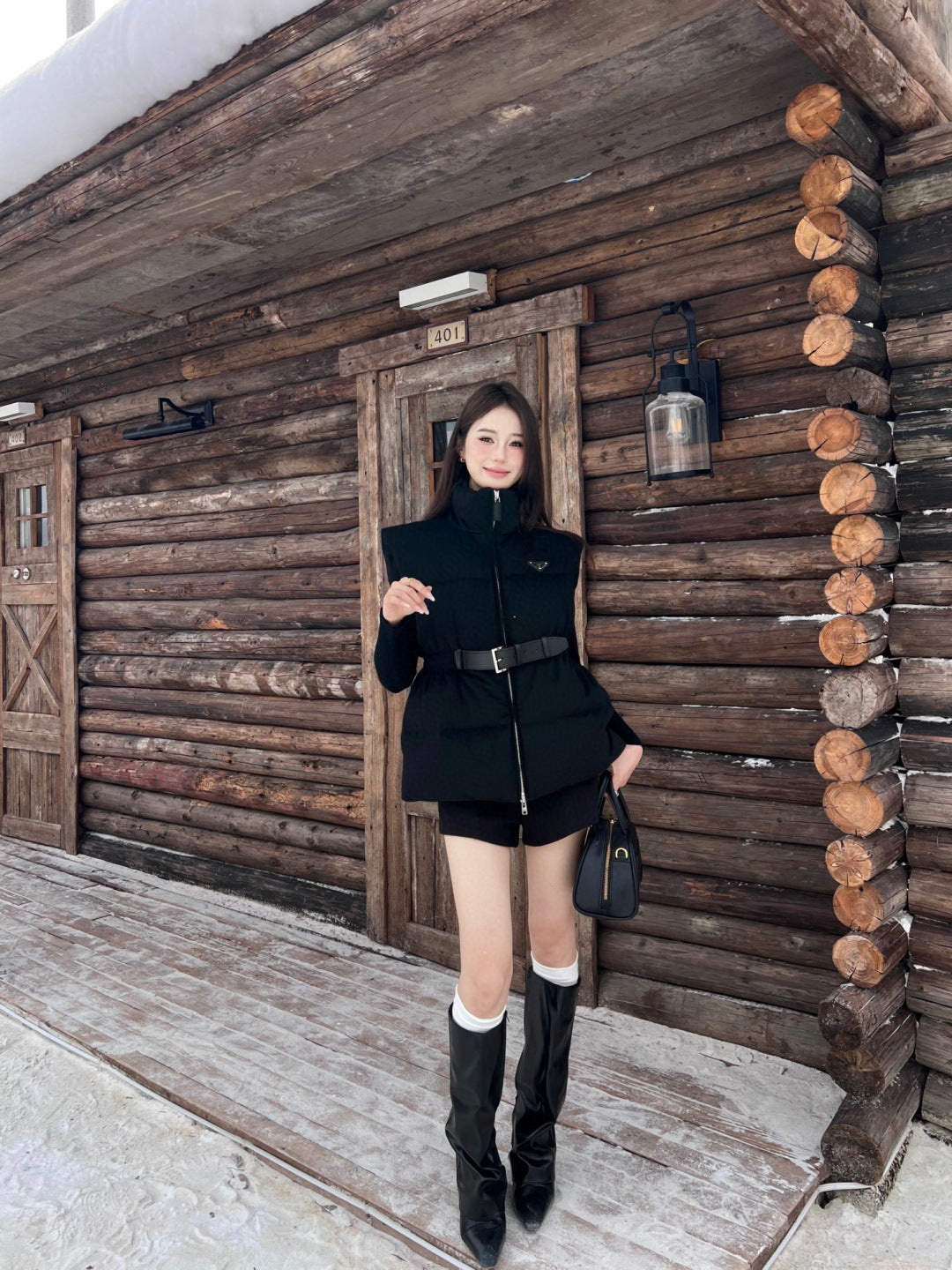 Pra New belt waist vest down jacket