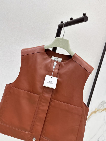 Herm New leather vest jacket