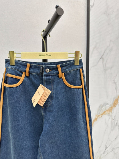 Miu New patchwork leather jeans