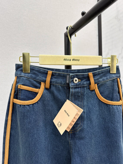 Miu New patchwork leather jeans