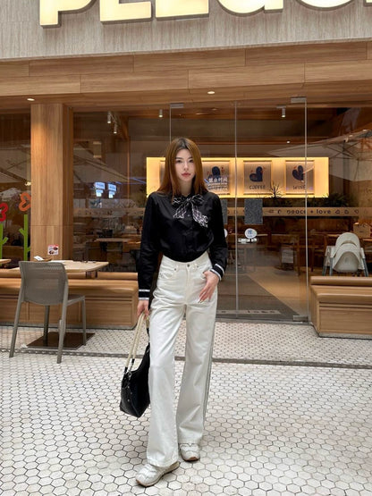 Chan New scarf-decorated shirt