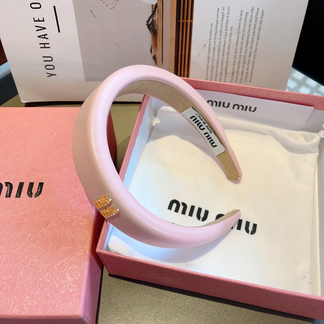 Miu New style sheepskin custom headband with metal letters