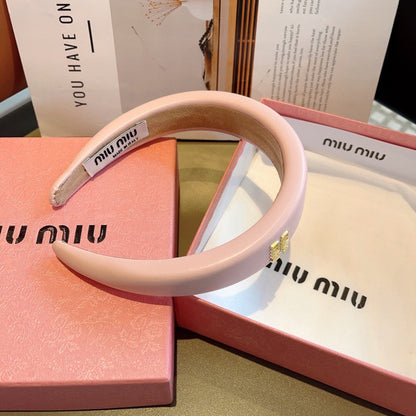 Miu New style sheepskin custom headband with metal letters