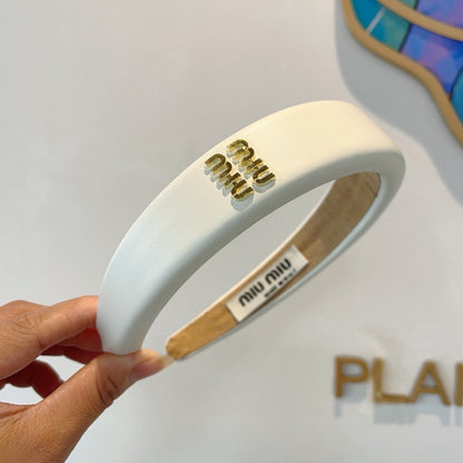 Miu New style sheepskin custom headband with metal letters