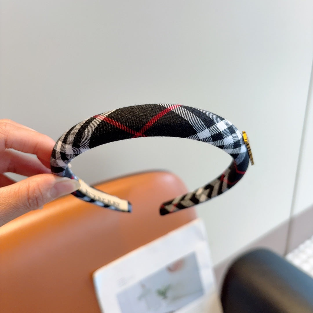 Bur New high version plaid narrow version headband
