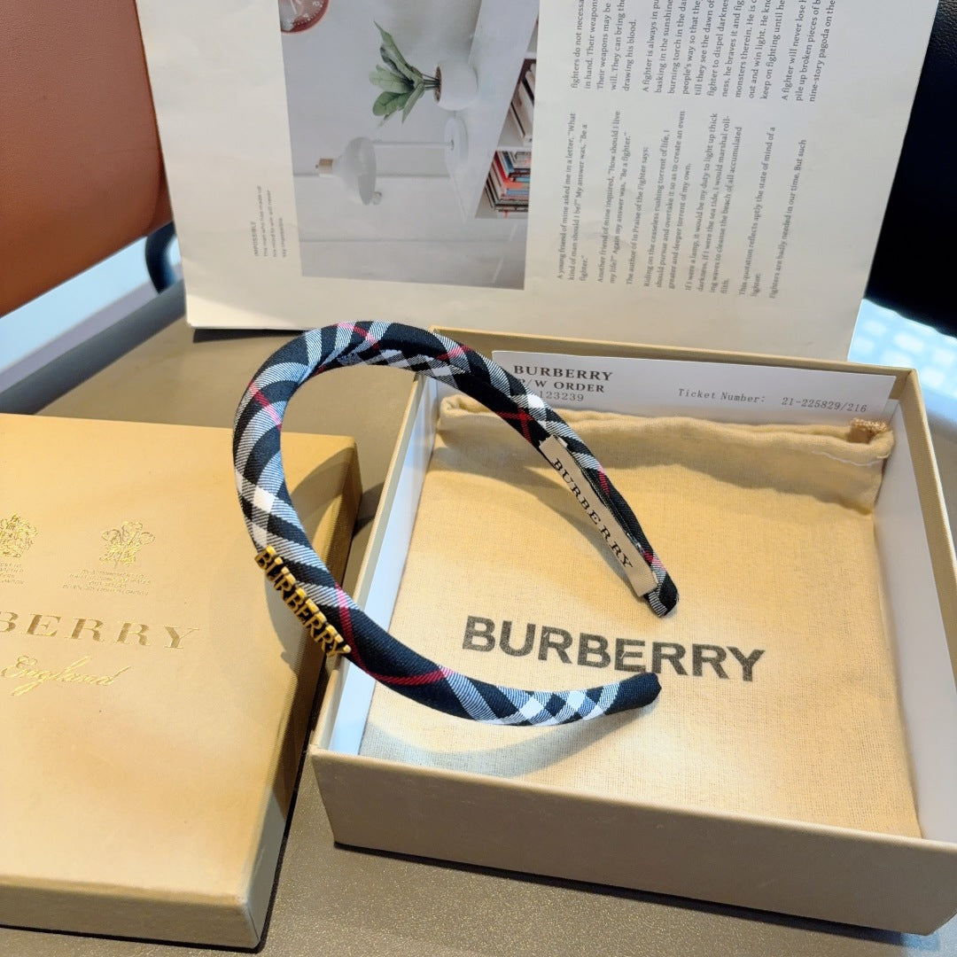 Bur New high version plaid narrow version headband