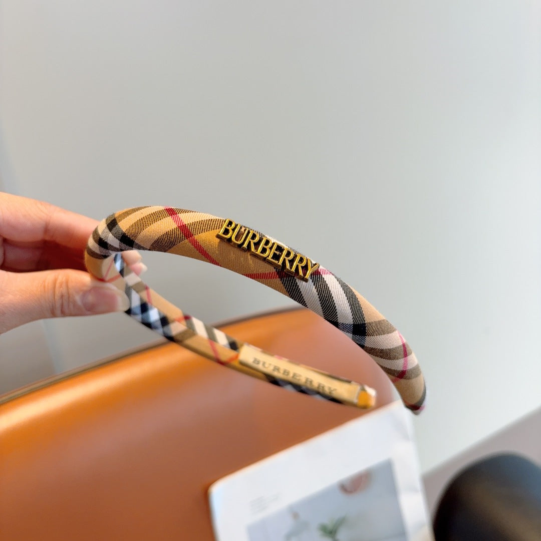 Bur New high version plaid narrow version headband