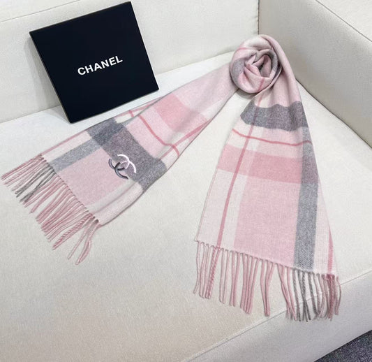 Chan Classic simple double c logo double-sided cashmere scarf