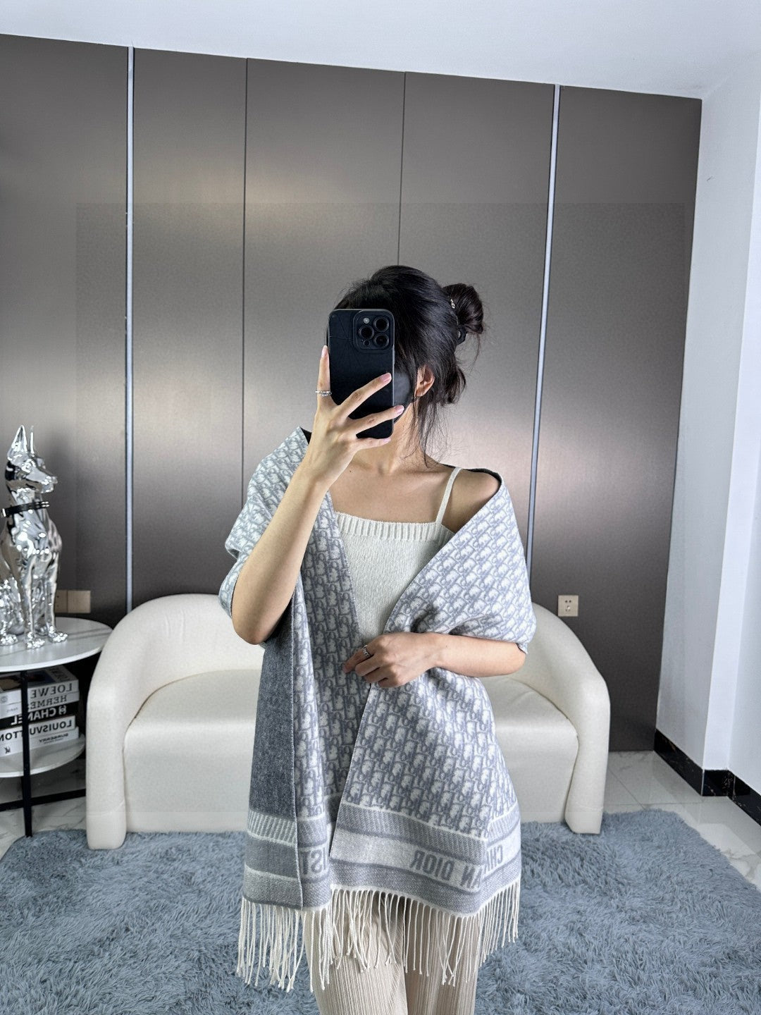 CD Classic printed double-sided cashmere scarf