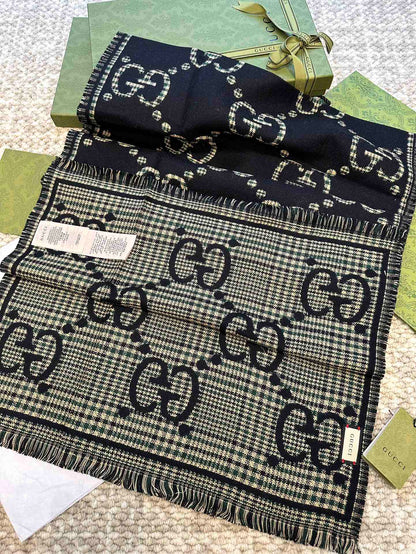 Guc classic double G printed cashmere scarf