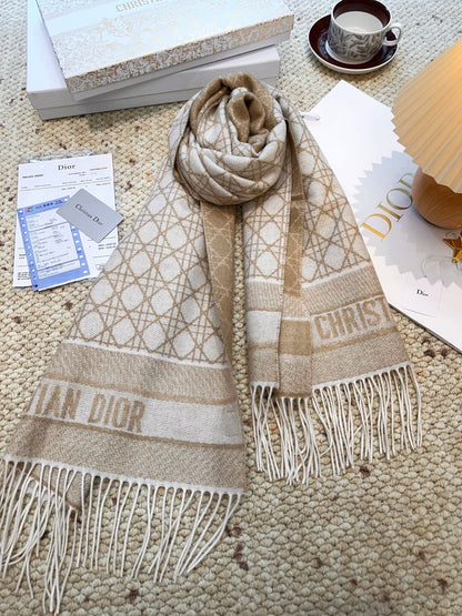 CD New style 100% cashmere scarf with cannage pattern