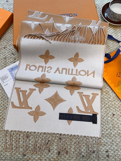 Louis gold classic pattern fringed scarf