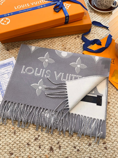 Louis gold classic pattern fringed scarf