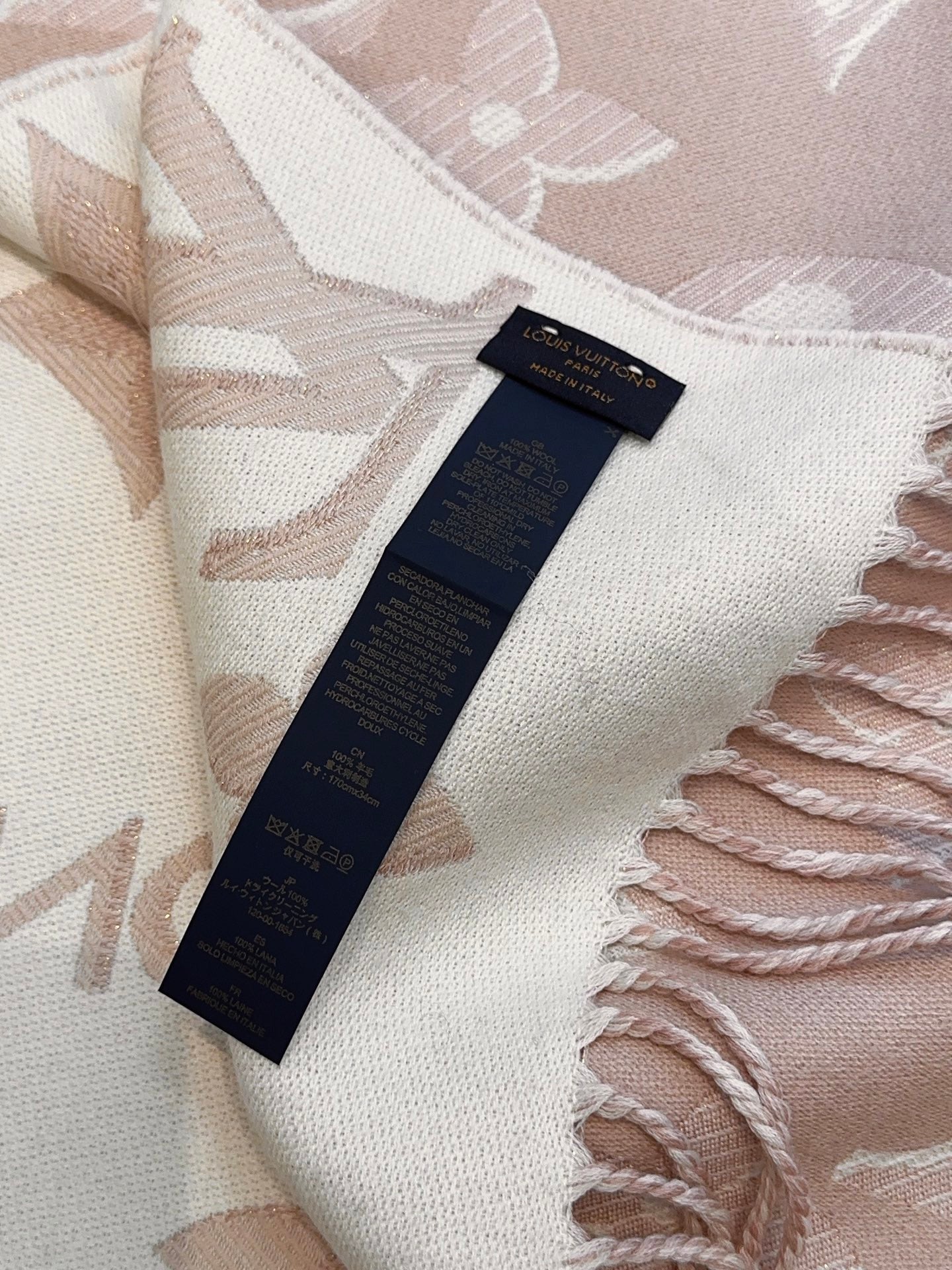 Louis gold classic pattern fringed scarf