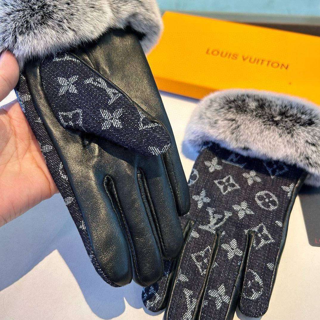 Louis New woolen denim and sheepskin gloves