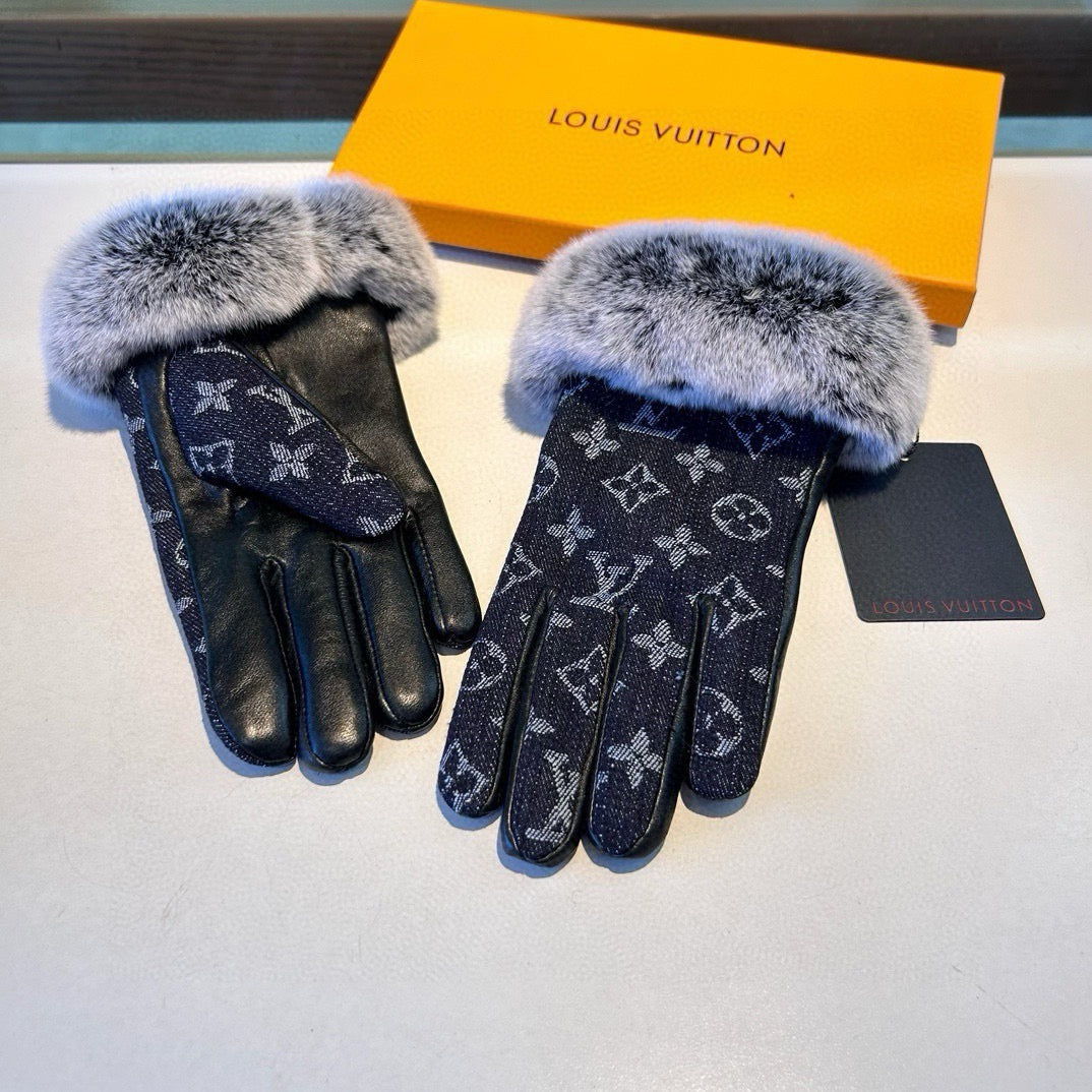 Louis New woolen denim and sheepskin gloves