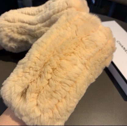 Chan Autumn and winter lazy rabbit fur half gloves