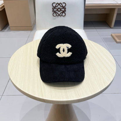 Chan Lamb wool and corduroy brim baseball cap