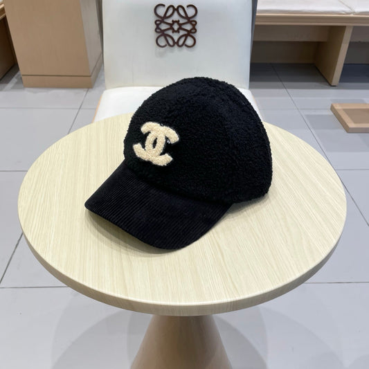 Chan Lamb wool and corduroy brim baseball cap