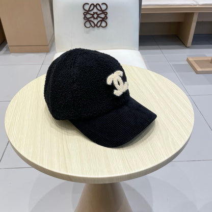Chan Lamb wool and corduroy brim baseball cap