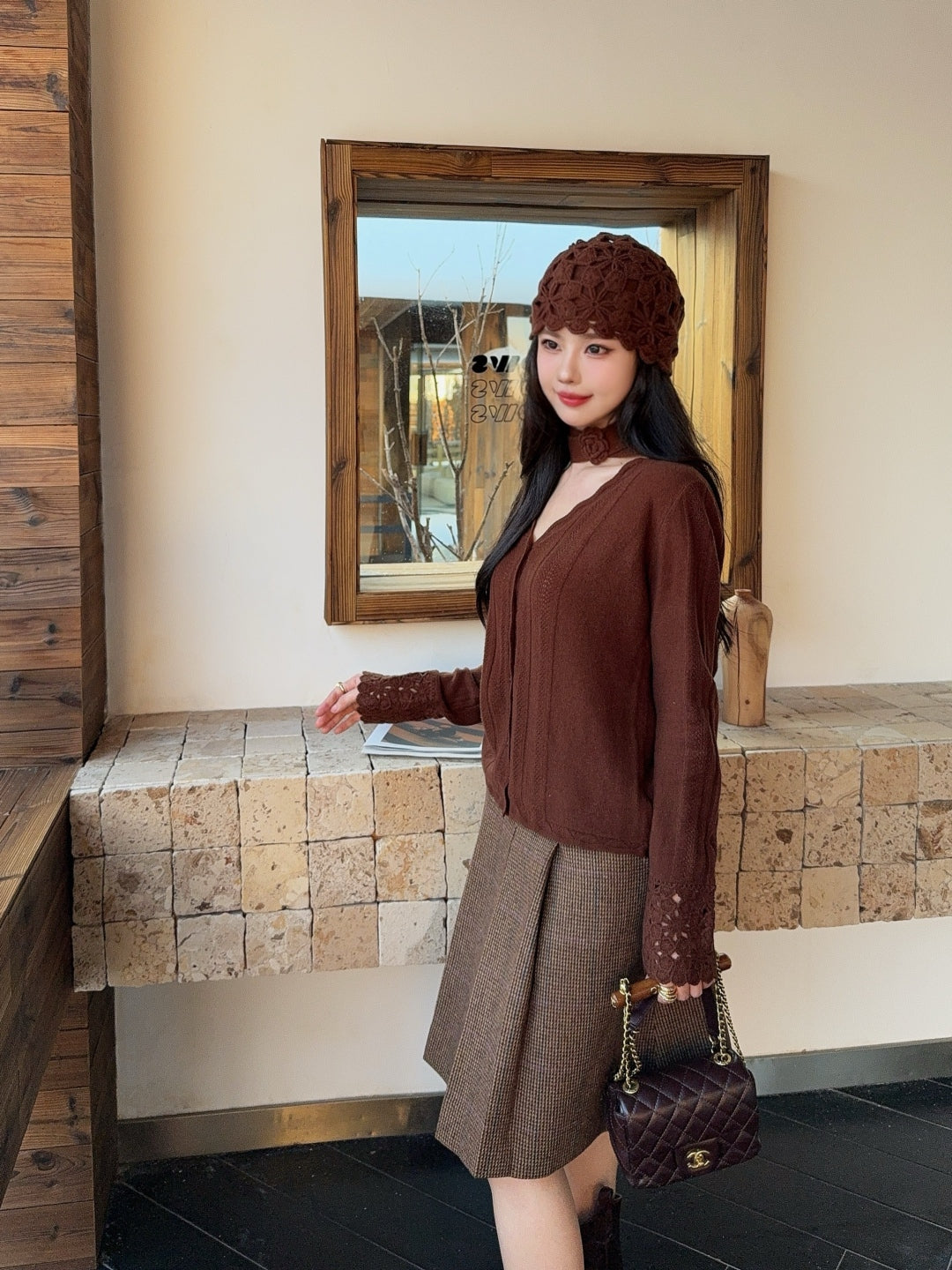 Chan NEW Cardigan + knitted hat