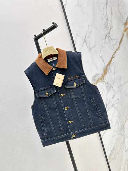 Miu NEW Denim cotton vest jacket