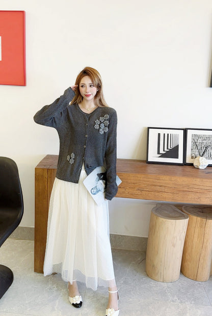 Chan NEW floral embellished cardigan