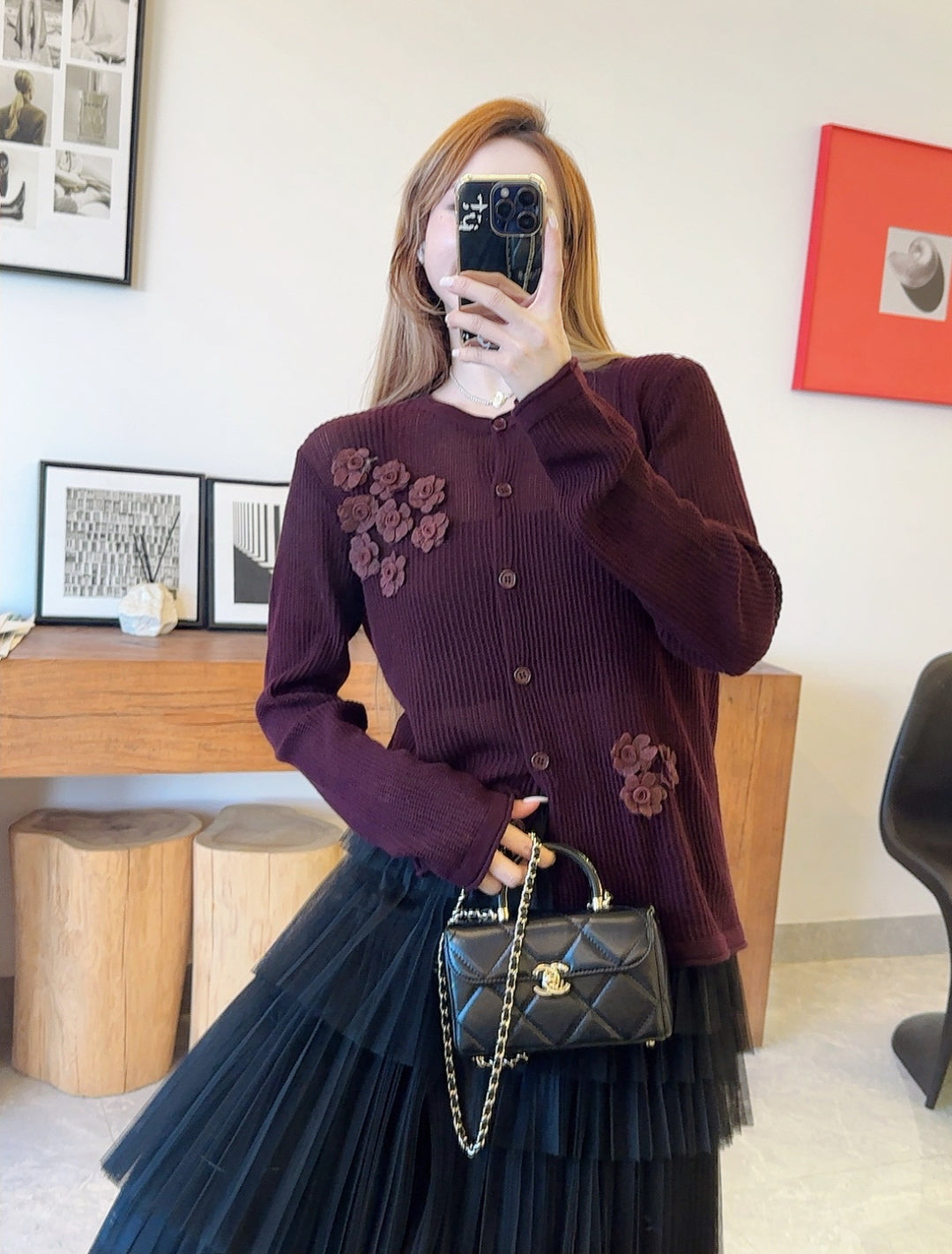 Chan NEW floral embellished cardigan