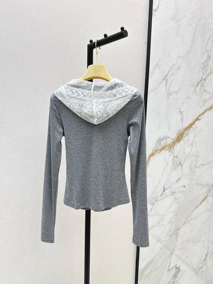 Miu NEW Hooded bottoming shirt