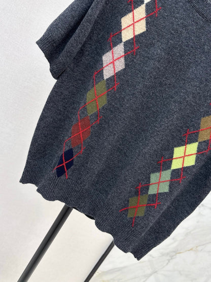 ER NEW Short-sleeved cashmere sweater