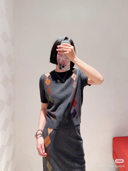 ER NEW Short-sleeved cashmere sweater