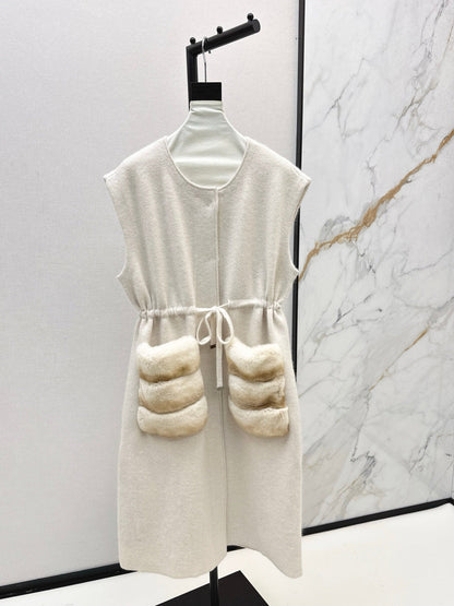 Fend NEW rabbit fur long coat