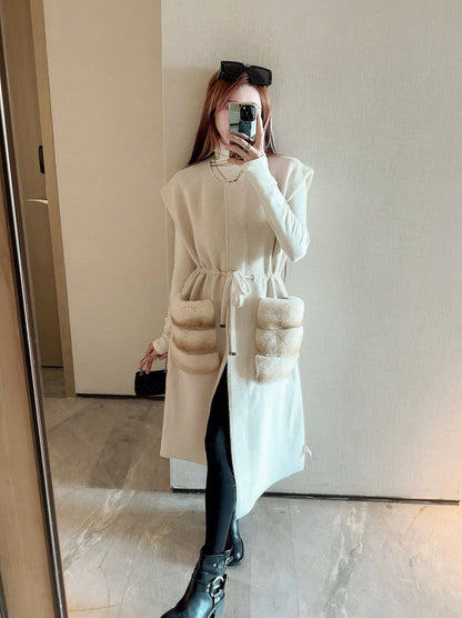 Fend NEW rabbit fur long coat