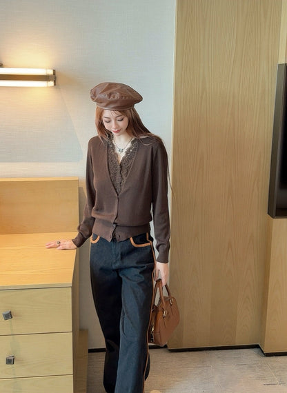 Es NEW Lace wool cardigan