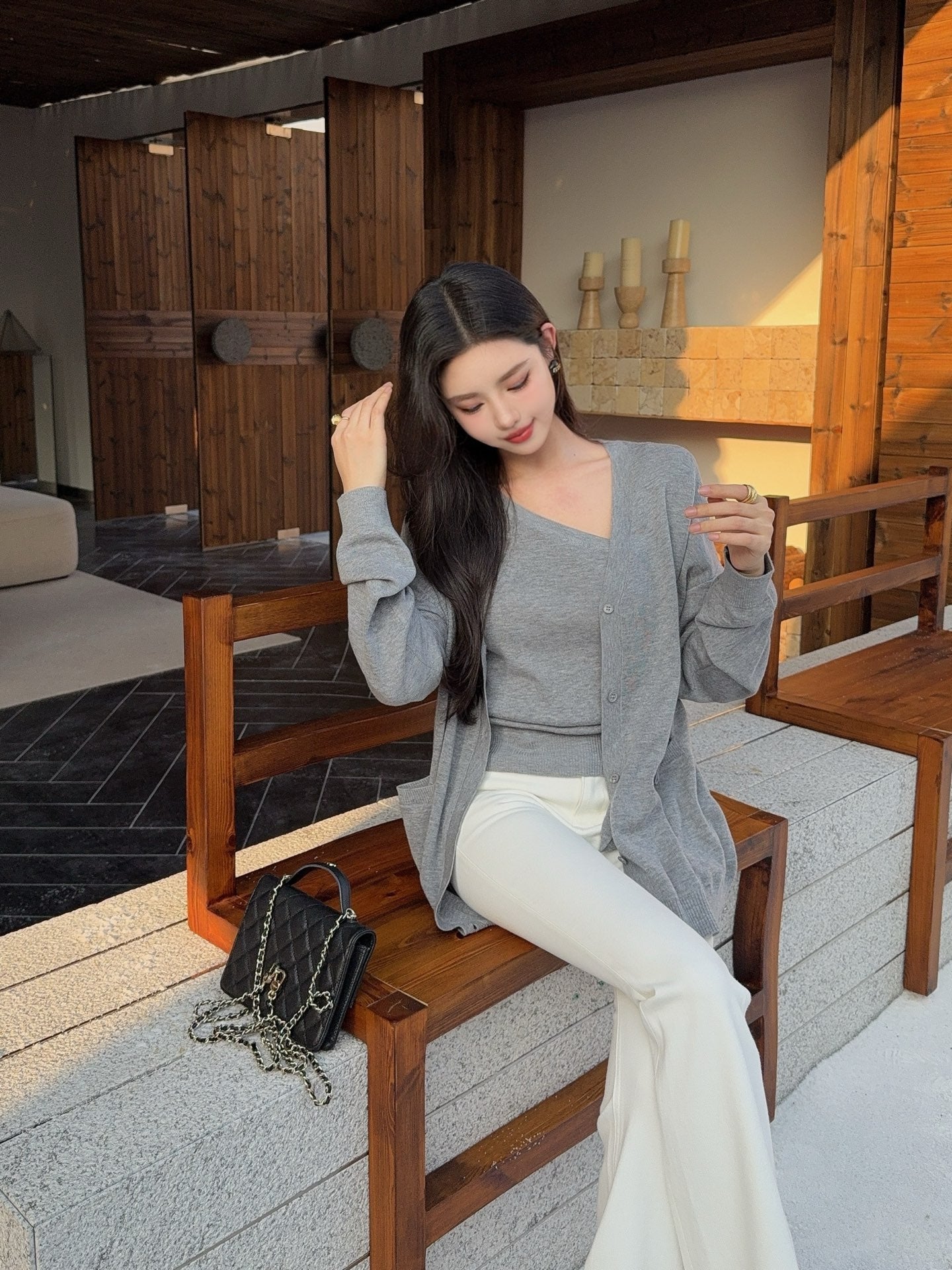 Miu NEW Knitted cardigan vest set